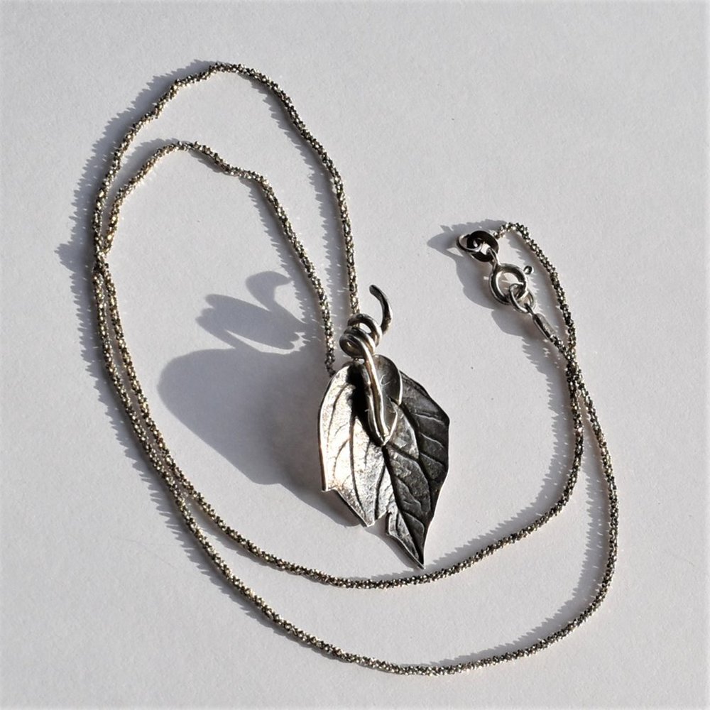 Fine Silver Leaf Pendant on Sterling Necklace